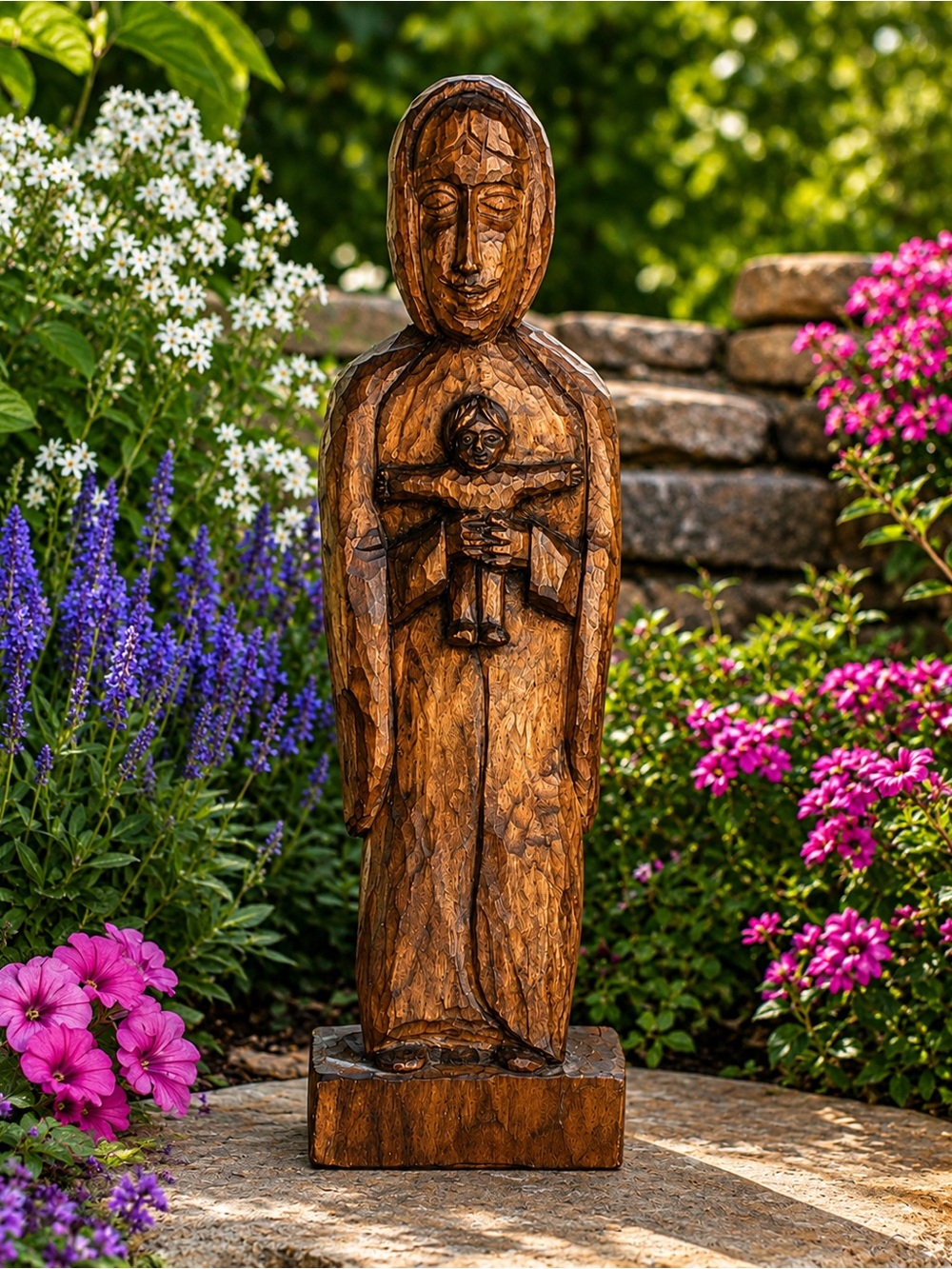 Alexander Grabovetskiy Hand-Carved Signed 15" Wooden Religious Sculpture